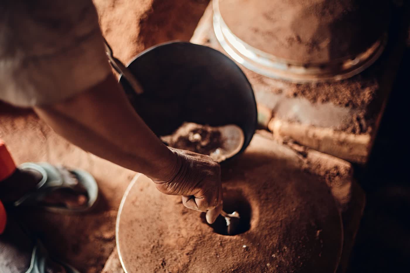 Grain being milled at the TrueBatch mill in Bangalore